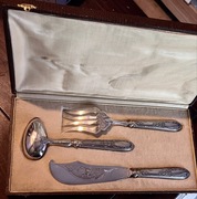 Piękny srebrny zestaw sztućców środka stołu - Francja, XIX wiek - empire