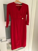 Sukienka elegancka za kolano rozm 32 czerwona