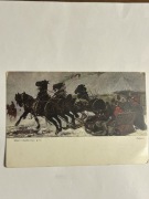 J.CHEŁMOŃSKI.ZAPRZĘG SANIAMI.PRZEDWOJENNA POCZTÓWKA.