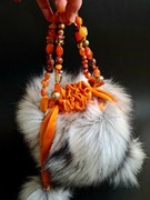 Mała futrzana torebka wizytowa do ręki, futrzany woreczek