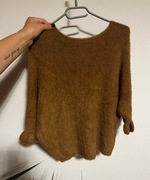 Lekki sweterek alpaka z rękawem 3/4 uniwersalny basic style jasny brąz