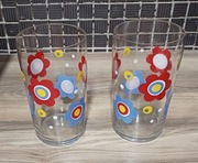 Szklanki do herbaty w kwiaty 2 sztuki PRL
