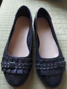 Clarks Feya Islands damskie baleriny czarne skórzane skóra naturalna buty