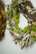 Wianek dekoracyjny na drzwi z korą i mchem chrobotkiem zielony