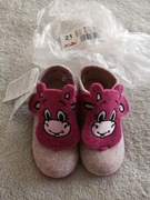 Nowe polskie różowe filcowe skórzane buty kapcie rzepy zwierzęta MB 21