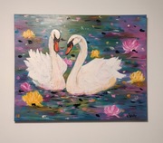 Obraz DWA ŁABĘDZIE 100 x 80 cm 