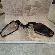 LUSTERKA WKRĘCANE W KIEROWNICĘ STALOWE DUŻE OWAL CAFE RACER CUSTOM