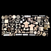 WIELKA WYPRZEDAŻ zestaw 200 el drewniane ornamenty dekory Decoupage scrapki