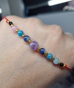 Bransoletka damska kamienie naturalne czerwony sznurek