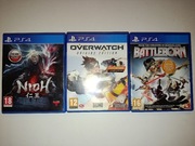 3 gry PS4 Nioh PL Overwatch PL Battleborn 
