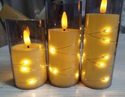 ŚWIECA WKŁAD ELEKTRYCZNY OZDOBNY NA BATERIE LED ZE ŚWIECĄCYM DRUCIKIEM 