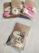 Spinki do włosów BIAŁE Z BEŻOWYMI KOKARDKAMI