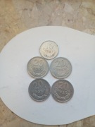 Moneta 20 groszy, 4 sztuki plus jedna moneta 10 groszy