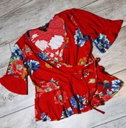 Lipsy London czerwona bluzka w kwiaty M