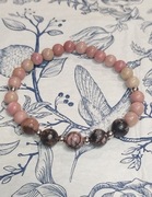 Bransoletka z kamieni naturalnych: rodonit, gumka jubilerska