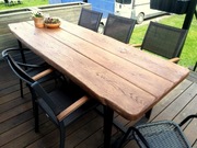 Solidny stół tarasowy z litego drewna dębowego - styl industrialny 