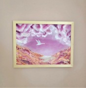 Obraz ręcznie malowany 30x40 z ramą , akryl , pejzaż niebo