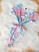 Body shein krótki rękaw kolorowe róż błękit koszula bluzka m l xl