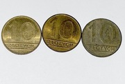 Moneta 10 zł ZŁOTYCH 1990 TRZY SZTUKI