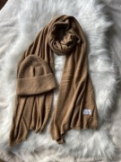 Szal i czapka camel karmel Cashmere 50% kaszmir 50% wełna