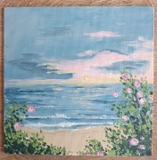 Obraz Akryl Podobrazie Morze Kwiaty 20x20