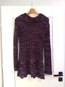 fioletowy gruby sweter lsniacy z polgolfem 40 42XL damski sweterek