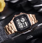 męski zegarek sportowy LED | Wodoodporny, wojskowy zegarek cyfrowy ze stali