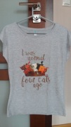 T-shirt S M koty kotki aplikacja nadruk napis