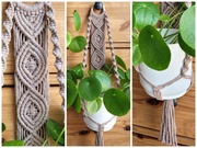 Kwietnik makrama na ścianę BEŻOWY 