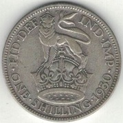Wielka Brytania 1 szyling shilling 1930 - 23,59 mm - srebro Ag - nr 1