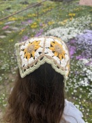Szydełkowa bandana w kwiaty opaska chustka na lato wakacje festiwal