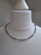Naszyjnik handmade z naturalnych kamieni hematyt jaspis cesarski akwamaryn 