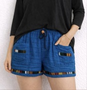 NOWE Krótkie niebieskie spodenki szorty Boho etno Aztec XL / 42