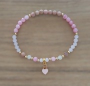 Bransoletka kamienie naturalne jadeit rodonit kwarc różowy kamień księżycow