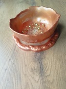 Rękodzieło Handmade Miska plus taca Żywica Epoksydowa brąz perłowy złoto 