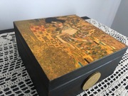 Pudełko kuferek, szkatułka Klimt decoupage, 