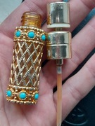 Złocony flakon na perfumy , stara perfumetka ,Fran