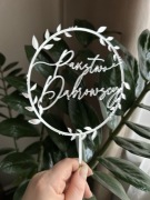 Topper ślubny plexi srebrna