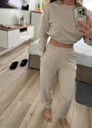 Oysho dres spodnie bluza zestaw beżowy bawałna modal