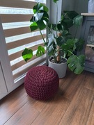 Pufa podnóżek handmade szydełko 35 x 25 cm jeżyna