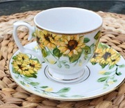 Likwidacja kolekcji, Ręcznie malowana filiżanka espresso Słoneczniki 