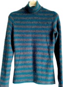 Benetton ciepły zimowy sweter golf 36/38 S/M miś futerko paski