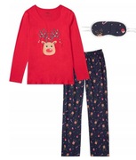 świąteczna piżama Renifer komplet z opaską na oczy bluzka spodnie 40/42