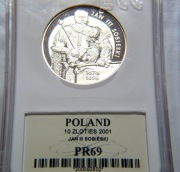 10 zl.  J. Sobieski Pół postać 2001  PR69  