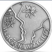 Srebrna moneta 10zł WŁĄCZENI W ŻYCIE  0,42 oz uncji Ag 999. Czytaj opis