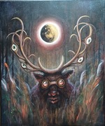 Obraz" Bies" dark art, Słowianie, bestariusz ,bestia ,halloween