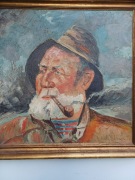 Stary obraz na płótnie portret  rybak sygnowany .