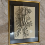 Stara grafika sygnowana Bangkok 1978