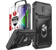 Pancerne Etui LeYi iPhone 14 Pro Max 6,7 + Szkła
