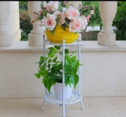 Kwietnik stolik stojak 2 warstwowy na kwiaty na rośliny biały